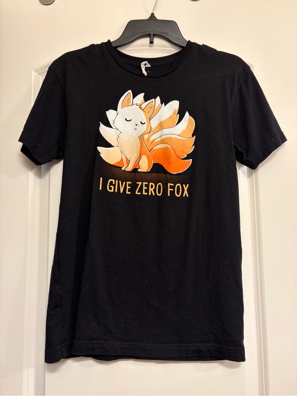 Black Short-Sleeve Tee with Orange Fox Graphic - I Give Zero Fox